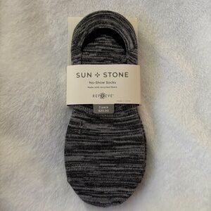 (3 Pairs) NEW Macy's Sun + Stone Men's No-Show Recycled Fiber Socks Cotton Blend